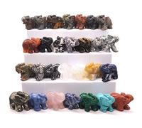 home decoration 1PCS Elephant Statue Figurine Natural Crystal Amethyst Rose Quartz Jasper Animals Stone Carved Home Office Craft Decor(Size:2 Inch)