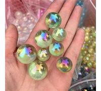 Home Decoration 200g Natural Rainbow Crystal Ball Quartz Sphere Aura Angel Electroplated Orb Minerals Massage Stones (Color : Green)