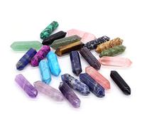 home decoration 25pcs/Lot Natural Hexagonal Column Stone Rose Quartz Point Wand Crystal Ore Crafts Home Office Decoration