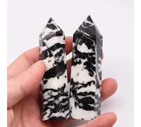home decoration 2pc 85mm-95mm Natural Stone Folk Crafts Crystal Wand Gemstone Point Black and White Jasper Tower for Home Suitable for Home Room Decoration