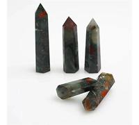 home decoration 75MM-85MM Natural Blood Stone Point Tower Quartz Crystal Wands 1pc Suitable for Home Room Decoration (Size : 80mm)