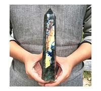 home decoration 850g-1000g Natural Labradorite Obelisk Quartz Crystal Wand Point Gemstone Room Decoration (Size : 850g)