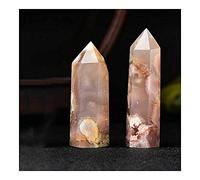 home decoration Balance Natural Cherry Blossom Agate Column Quartz Wand Point Obelisk Decoration Natural Stones and Minerals Lucky Stone Crystal (Size : 8.5-9cm)