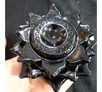 home decoration Black Obsidian Lotus Flower Crystal Ball Stand Office Home Decor