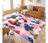 Home Decoration Carpet Floor Mat 60x90 cm Cartoon Fruit Theme Super Soft Touch Area Rugs Stain Resistant Anti-slip Pink Fluffy Rug With Rubber Backing Machine Washable