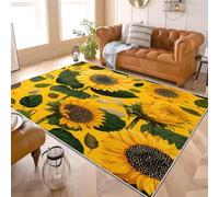 Home Decoration Carpet Floor Mat 60x90 cm Pastoral Sunflower Theme Super Soft Touch Area Rugs Stain Resistant Anti-slip Yellow Fluffy Rug With Rubber Backing Machine Washable