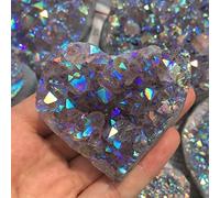 home decoration Crystal Decoration Natural Aura Amethyst Quartz Crystal Cluster Heart Shaped Gemstones Home Decor Beautiful Gifts Draw
