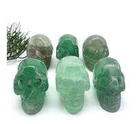 home decoration Crystal Decoration Natural Green Fluorite Quartz Ghost Head Carved Crystal Handmade Crystal Home Ornaments Decoration Stones Home Decor Beautiful Gifts Draw(Size:1.5 inch)