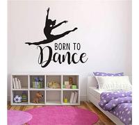Home Decoration Dance Wall Sticker Art Removable Girl Dancing Born to Dance Quotes Wall Decor Sticker Girl Bedroom Dance Room Wall Mural Poster YU42(Black Finish Size 70x65cm)