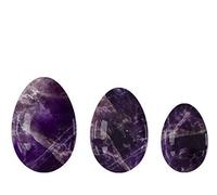 home decoration Eggs Set Natural Jade Eggs for Exercise 3 Pcs Undrilled Stone,Opal Eggs Crystal (Color : Amethyst Eggs)