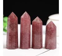 home decoration Home 1pcs Natural Strawberry Crystal Tower Room Decor Aquarium Witchcraft Ornaments Crafts Raw Ore Crystal Point Wand Gift (Size : 70-80mm)