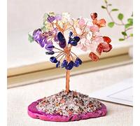 home decoration Home Decor, Natural Crystal Tree Amethyst Colour Crystal Lucky Tree Decoration Agate Slices Stone Ornaments Handmade Gifts,Natural Crystal Draw(Color:Colour Crystal)