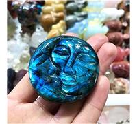 home decoration Minerals Stones Hand Carved Natural Blue Flash-labbardorite plam Stone Sun and Moon Facial carvings Crystal Stones Decoration Draw