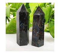 home decoration Natural Astrophyllite Crystal Stone Towers Hexagon Wand Quartz Single Point for Decoration Crystal (Size : 210-230g 2pc)