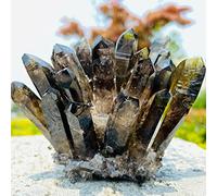 home decoration Natural Beautiful Black Quartz Crystal Cluster Tibetan Specimen,300-380g (Size : 500-580g)