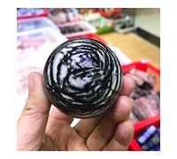 home decoration Natural Black Line Stone Ball Spider Web Jasper Spheres Network Crystal Decoration (Size : 5-6cm)