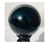home decoration Natural Black Obsidian Sphere Large Crystal Ball Stone+Pedestal (Size : 60mm)