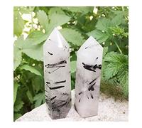 home decoration Natural Black Tourmaline Rutilated Quartz Crystal Point Wand Reiki Stones and Minerals Carving Decoration Room Decoration
