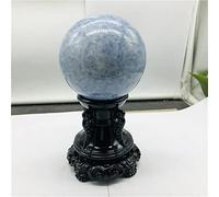 home decoration Natural Blue Celestite Sphere Quartz Crystal Ball + Wood Bracket Great Choice for Home Decoration (Size : 75-80mm)