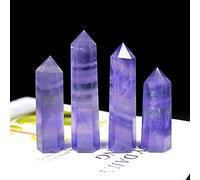 home decoration Natural Crystal Colorful Striped Blue Fluorite Quartz Crystal Stone Purple Fluorite Point Hexagonal Wand ment Stone Gift (Color : 7-9cm)