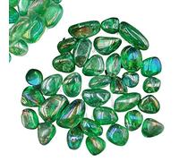 home decoration Natural Crystal Rough 100g Bulk Yellow Titanium Aura Electroplated Natural Clear Quartz Crystal Tumbled Stones s Home Decor Gift (Color : Green Clear Tumbled, Size : 100g Bulk)