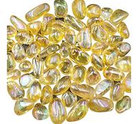 home decoration Natural Crystal Rough 100g Bulk Yellow Titanium Aura Electroplated Natural Clear Quartz Crystal Tumbled Stones s Home Decor Gift (Color : Yellow Clear Tumbled, Size : 100g Bulk)