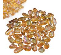 home decoration Natural Crystal Rough 100g Bulk Yellow Titanium Aura Electroplated Natural Clear Quartz Crystal Tumbled Stones s Home Decor Gift (Color : Orange Clear Tumbled, Size : 100g Bulk)