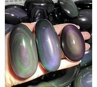 home decoration Natural Crystal Rough 1pc Natural Rainbow/Gold Obsidian Ellipse Gem Decoration (Color : 40-70g)