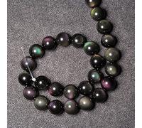 home decoration Natural Crystal Rough 20pcs Natural Rainbow Obsidian Balls Sphere with Hole Cat's Eye Beads 18mm for Jewelry Making DIY Bracelet Necklace Accessories