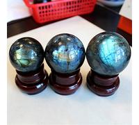 home decoration Natural Crystal Rough 50-70mm Rare Natural Labradorite Sphere Rock Reiki Quartz Crystal Ball Home Decor with Base (Size : 50mm)