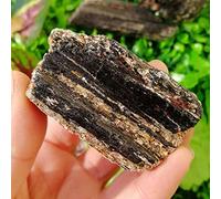 home decoration Natural Crystal Rough Home Decoration Natural Black Tourmaline gem Stone with Golden mica Combination Crystals and Stones Specimen Stones (Size : 70-100g)