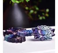 home decoration Natural Crystal Rough Home Decoration Natural Fluorite Quartz Crystal Stone Carved Nine Tailed Fox Mermaid StarsLucky Amulet Animal Carving Gift 1pc Stones (Color : Lotus, Size : Fre