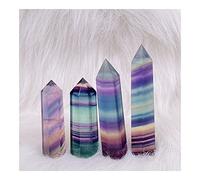 home decoration Natural Fluorite Crystal Colorful Striped 6-8CM Quartz Crystal Stone Point Hexagonal Wand ment Stone Beautiful