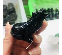 home decoration Natural Gemstone Wolf Statues Mini Animal Stone andCrystal Craft Carved Statues for Home Decor Crystal (Color : Light Yellow)