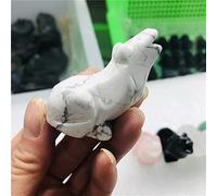 home decoration Natural Gemstone Wolf Statues Mini Animal Stone andCrystal Craft Carved Statues for Home Decor Crystal (Color : Light Grey)