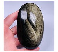 home decoration Natural Gold Obsidian Ellipse Reiki Gem Decoration Crystal (Color : 200-220g)