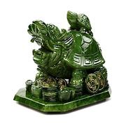 home decoration Natural Jade Dragon Turtle wenchang Tower is a Natural South Jade Mother-Son Statues Animal Head Sculpture Decoration Crystal (Color : Light Green)