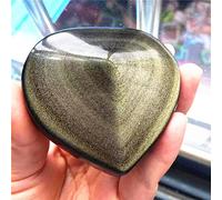 home decoration Natural Quartz Stones Gold Obsidian Heart Shaped for Natural Stone Decor Collection Crystal (Color : Gold Obsidian, Size : 4-6cm)