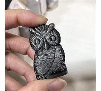 home decoration Natural Sheen Silver Obsidian Quartz Carved Owl Animal Crystal Crafts Reiki Gemstones Suitable for Furniture Decoration Room Decoration