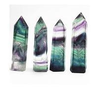 home decoration Natural Stripe Fluorite Crystal Hexagonal Point Quartz Crystal Stone Point Beautiful (Color : White)