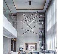 Home Decoration Nordic Classical 98.4" Remote Staircase Chandelier Sputnik to Control High Ceilings Dimmable Long LED Hanging Modern Black for Hallway Living Room