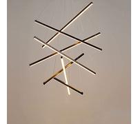 Home Decoration Nordic Classical 98.4" Remote Staircase Chandelier Sputnik to Control High Ceilings Dimmable Long LED Hanging Modern Black for Hallway Living Room
