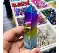 home decoration Quartz Point Electroplated Crystal Cluster Crystal Column Hexagon,500g (Size : 100g)