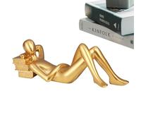 Home Decoration Reading Statues, Gold Decor Thinking Statues - Creative Thinker Reading Statue,Resin Aesthetic Sculpture, Home Decor Accents, Bookshelf Collector Desktop Options