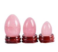 home decoration Rose Quartz Egg Undrilled Massage Egg Set Exercise Natural Stone,45x30 Mm Crystal (Color : 3 Pcs Undrill Base)