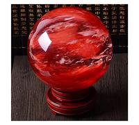 home decoration Sculpture Sculpture Crystal Ball 80mm Beautiful Natural Red Citrine Calcite Quartz Crystal Sphere Ball Gemstone with Base Statues