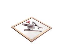 Home Decoration Symbol Wooden Photo Frame I You Sign Language Wall Hanging with Hands of to Unlimited Possibilities (Green)