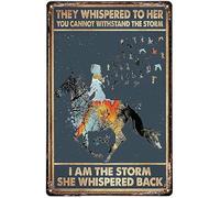 Home Decoration Tin Signs Horse Cowgirl I Am The Storm She Whispered Wall Art Decor Cute Decorations Gifts For Home Bar Farm Room Garden Plaque 30x40cm