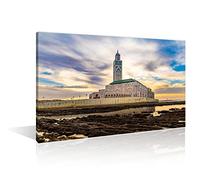 Home Decorations for Living Room Hassan II Mosque Pictures Prints on Canvas 1 Piece Casablanca Morocco Cityscape Wall Art Sunset Landscape Home Decor Framed Ready to Hang (12" Wx18 H)