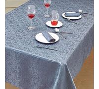 Home Decorative Classic Damask Printed Jacquard Tablecloth Washable Rectangle Round Runner Napkin Table Cover Cloth Protector for Kitchen Picnic (Silver, 52" x 90" (132x108 cm))